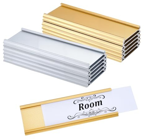 NBEADS 20 Pcs 2 Couleurs Plaque de Porte en Aluminium, Plaques Nominatives avec Insert en Papier Support D'Étiquette en Métal pour Salle de Réunion Bureau Décoration Intérieure, Or Platine, 2.4cm