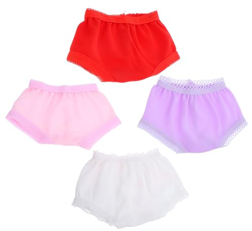 BESPORTBLE Accessoire Poupon 4 Culottes pour Poupon en Polyester, sous-vêtements de Poupée Pratiques et Décoratifs pour Jeu de Rôle et Personnalisation Plusieurs Styles