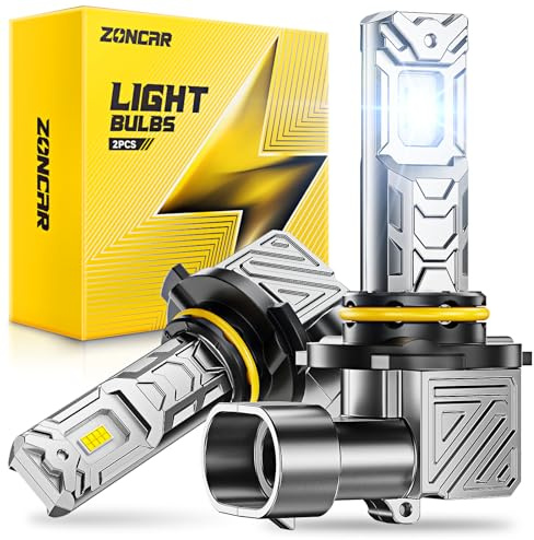 ZonCar 9005/HB3 Fog Light Bulbs, 10X Brighter 60000LM 6500K 60W White 9145 Driving Light Bulbs, 1:1 Size Plug N Play IP68 Waterproof, 60,000hrs Long Lifespan, No Flicker, 99% Compatibility, Box of 2