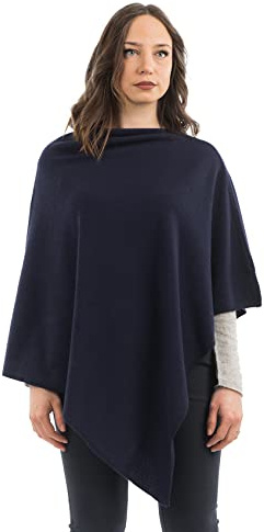 DALLE PIANE CASHMERE - Poncho Mezcla de Cachemira - Mujer, Color: Azul, Talla única