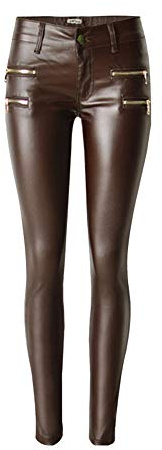 Pantalon Simili Cuir Femme Legging Skinny Pants café