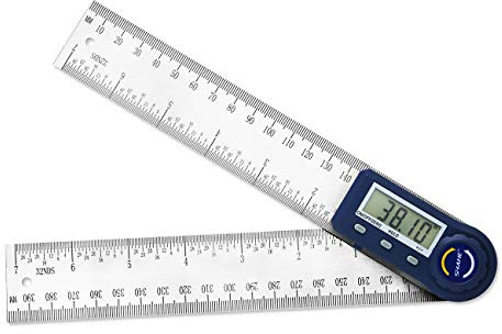 Digital Angle Finder,2 in 1 Digital Protractor, 7 inch / 200mm Stainless Steel Digital Angle Ruler with Zeroing and Locking Function