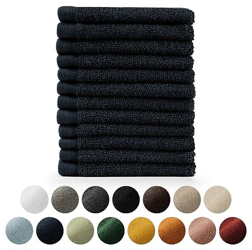 Blumtal Premium Frottier Gästehandtücher Set 12 teilig 100% Baumwolle - Oeko-TEX zertifiziertes Gästehandtuch 12x (30x30 cm) - Ultra saugstarkes Gästetücher Set waschbar °60 - Handtücher Dunkelblau