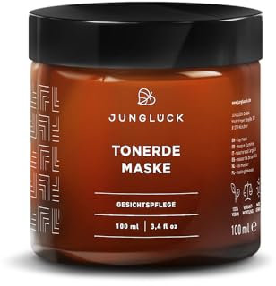JUNGLÜCK Tonerde Maske - Vegan | Natürliche Gesichtsmaske zur Reinigung und Pflege bei unreiner Haut | Befreit von Hautschüppchen | Gesichtsreinigung mit BIO Weidenrinden-Extrakt