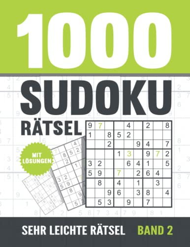 1000 Sudoku Rätsel: Sudoku Heft für Erwachsene mit 1000 sehr leichten Rätseln mit Lösungen - Band 2