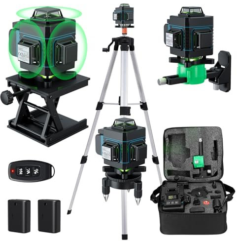 Niveau laser 360, Weytoll 4D 16 lignes Niveau laser 3° Outil de mise à niveau avec fonction de nivellement automatique avec trépied réglable en hauteur de 1,2 m