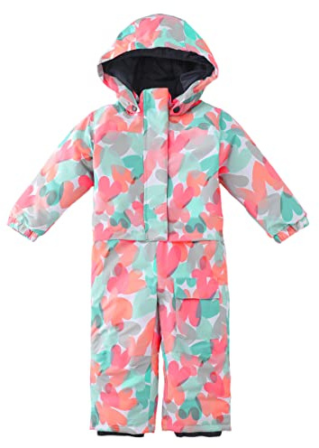 Hiheart Girls One Piece Snowsuit Waterproof Ski Snowboard Coverall Coral Hearts 6 Years