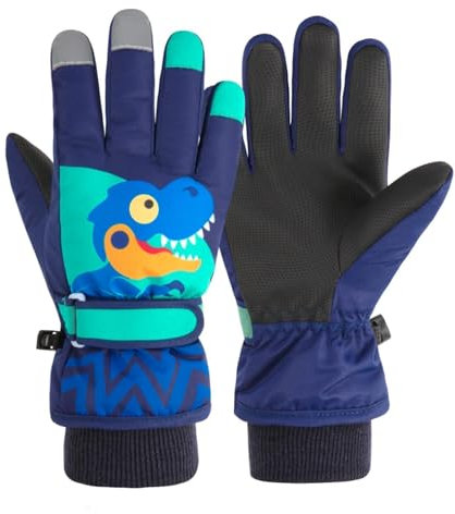 Handschuhe Kinder Winter Snow Skihandschuhe für 1-13 Jahre Mädchen Jungen PU Palme Wasserdicht Winddichte Warm Fleece Winterhandschuhe FahrradhandschuheThermohandschuhe Snowboard Skifahren Sports XS