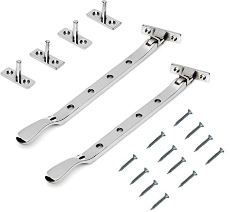 TERF® 250mm Heavy Duty Polished Chrome Window Casement Stay Spoon Style 250mm (10'') Including Fixing Screw - Pack of 2