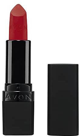 AVON Barra de Labios Ultra Matte - Tono Truest Red - Enriquecido con Vitamina E, Aceite de Aguacate y Aceite de Sésamo - Cobertura Cómoda - No se cuartea ni se seca - SPF 15 - Color Fiercely Red