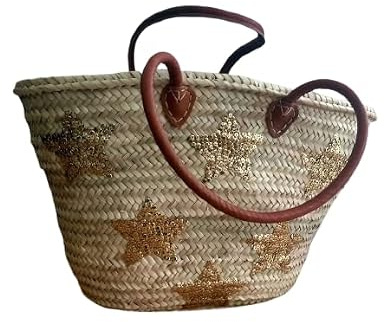 Generic Panier De Plage Paille Osier Sac Cabas Porté Épaule Bohème Or 55 X 35 X 25 Cm Femme