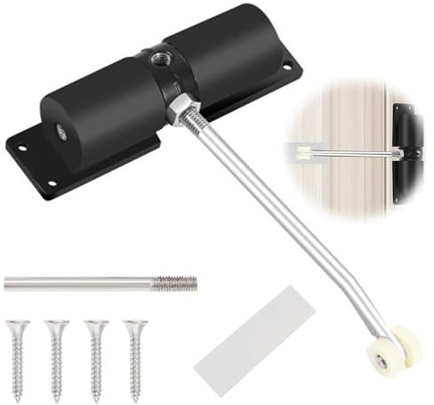 HOJLKLD Ferme-porte automatique, ferme-porte à ressort de sécurité en alliage d'aluminium, pour portes à fermeture automatique et conversion de portes à charnières