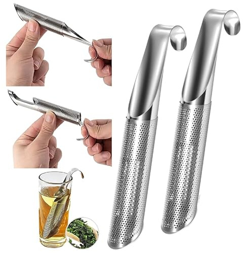 Difusor de té de acero inoxidable, artefacto de té de 2024, tubo creativo, infusor de té de acero inoxidable con mango de gancho para colgar, difusor de intervalo de té o café de hojas de té sueltas