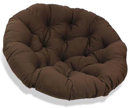 JIcloun 110cm Coussin pour Loveuse Fauteuil Rond Imperméable - Salon de Jardin Extérieur, Papasan, Chaise Ronde Rotin, Balcon, Terrasse - Marron Foncé