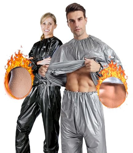 Fitness-Saunaanzug, Einteiler für Sauna, Fitnessstudio, Anzug zum Schwitzen Alles, Schwitzen, Fitness, Saunaanzug, Abnehmen für Damen, Herren, Training Indoor Outdoor, Reißfest (Schwarz, XL)