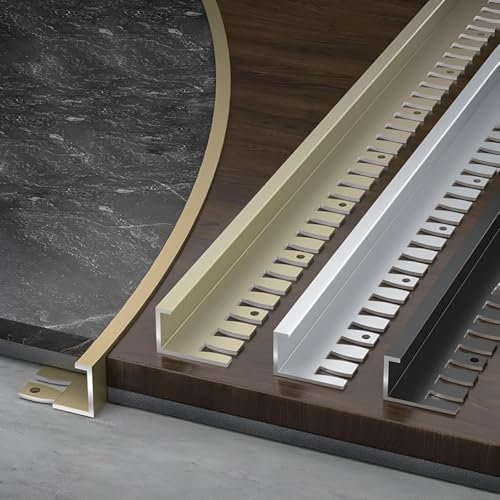 Raouoae Profilé D'extrémité De Carrelage En Aluminium Anodisé Pliable 135cmx2 Pour Sol Stratifié, Solution Idéale Pour Transitions De Sol, Garniture De Bord Et Finition De Carrelage, Résistance À L'us