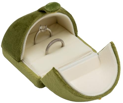 POKOFO Double Velvet Jewelry Packaging Display Storage Case Wedding Ring Gift Box (Olive Green)