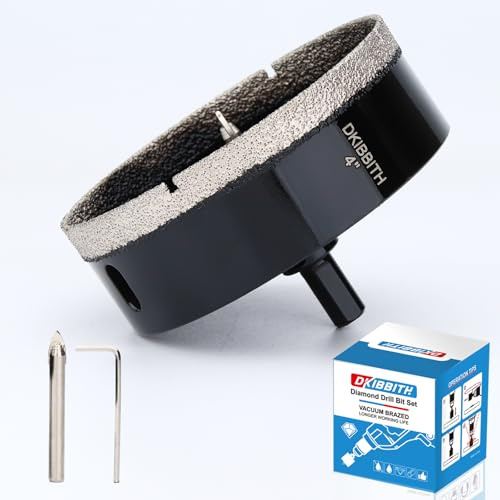 4 Diamond Hole-Saw Bits with Pilot Drill Bit 4 in Diamond Tipped Tile Hole Saws with Guiding Bit for Accurate Drilling, for Porcelain Tile Ceramic Pottery Granite Stone Glass Bottles 102mm