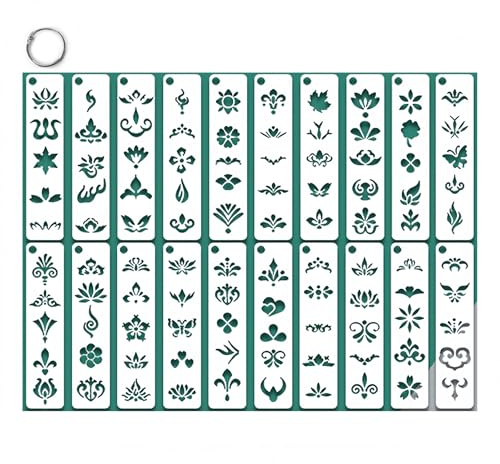 CZAKOMIX 20 Stencil Riutilizzabili Per Pittura Facciale e Corporea – Perfetti Per Trucco Artistico, Tatuaggi Temporanei e Decorazione | Stencil Per Pittura Muro | Stencil Per Tatuaggi Temporanei