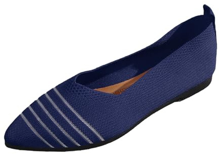 FNKDOR Ballerine da donna in pizzo, eleganti e comode, scarpe estive slip-on basse, taglia 36-43, Blu, 37 EU