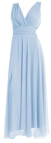 VALORIALUXE Abito Lungo da Cerimonia Donna in Tulle Elasticizzato con Scollo a V – Made in Italy (IT, Testo, XXL, Regular, Regular, Sole Azzurre)