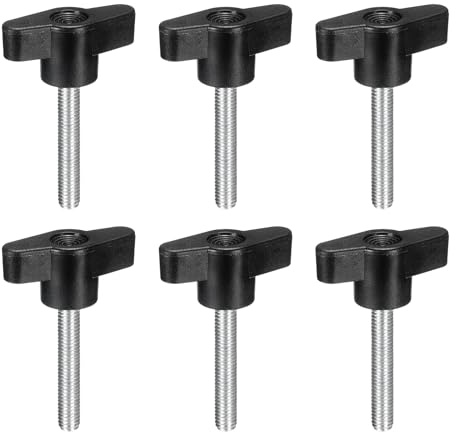 QUARKZMAN 6 Piezas de perillas de tornillo de sujeción M6 x 35mm | tornillos de mariposa en T de acero al carbono métrico, manija para extracción rápida y ajuste manual, recambio de perilla