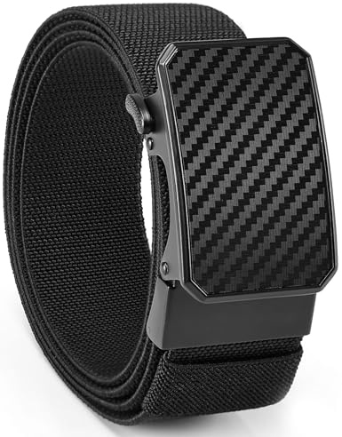 Bon4Extrao Automatik Gürtel Herren, Nylon Ratsche Elastischer Gürtel Herren 3,8 cm für Arbeit Wandern Gartenarbeit Outdoor mit Schnellverschluss Ratschenschnalle, Schwarz, 115 CM