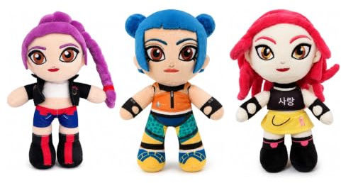 K-POP 3-pack STORA Rumi Mira Zoey plyschleksak - höjd 36 cm - mjuka samlingsbara tygdockor inspirerad av koreanskt band - flerfärgad