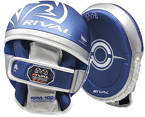 RIVAL Boxing RPM100 Professional Punch Mitts - Pre-Curved Ergonomic Design, Angled Hook and Loop Wrist Strap, and Soft Inner Lining