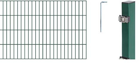 Alberts 646387 Doppelstabmattenzaun als 24 tlg. Zaun-Komplettset | verschiedene Längen und Höhen | grün | Höhe 80 cm | Länge 22 m