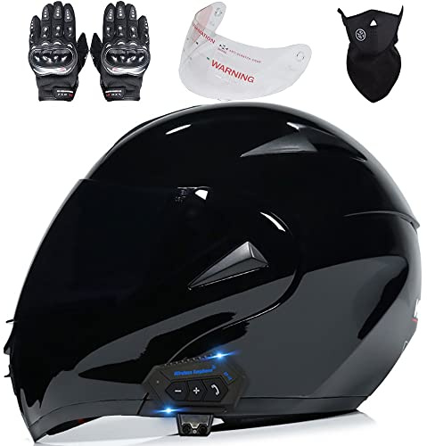 Byroads Casco de Moto Modular Bluetooth Integrado con un Micrófono Incorporado Anti Niebla Visera Doble ECE/Dot Homologado Adultos Hombres Mujeres Cascos Moto para Adulto 55~62cm