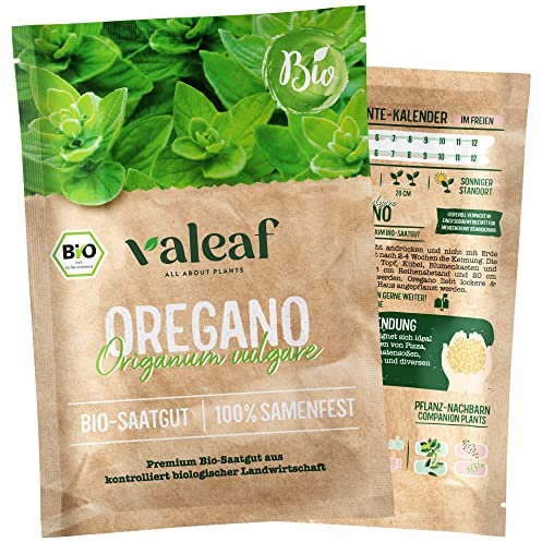 valeaf BIO Kräuter Samen I Premium Kräutersamen zur Kräuter Anzucht I Küchenkräuter für Garten, Balkon I samenfestes Kräuter Saatgut I Pflanzen Samen zum Kräuter Pflanzen (Oregano (BIO))