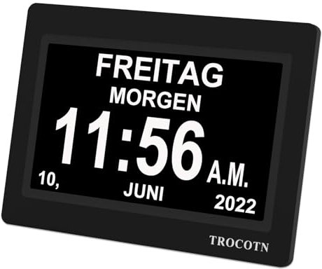TROCOTN Orologio digitale da 7 Pollici Calendario Orologio da parete con ampio display Sveglia (Nero)