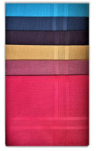 Style Square Men's Handkerchiefs, 100% Pure Soft Cotton Handkerchief, Pattern Colored Pocket Square Hankies, Great Gift, 43 x 43 cm (Assorted Set of 6 - AS-80266)
