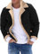 Winterjacke Herren Outdoor, Herren Dicker Bomberjacke Lammfell Schaffell Fell Lederjacke Männer Winter Leder Winterjacke Mode Revers Herrenjacke