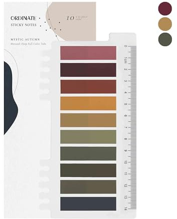 Ordinate 200 Stück Haftstreifen, Transparente Haftnotizen, sticky notes, Index Tabs klebezettel, Beschreibbare Haftmarker pastell, stationary supplies, Haftnotizen tabs(A-200 Stück Mystic Autumn)