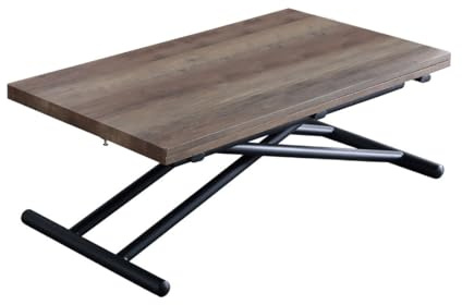 Home Heavenly® - Mesa Centro elevable y Extensible Frenzy. Mesa de Centro salón de Madera y Estructura metálica. Mesa Auxiliar de 100x50x49 cm. (Nogal - Negro)