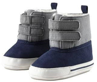 Sterntaler Babystiefel aus gewebtem Velour mit Kunstleder, Jungen - mit aufgenähter und rutschfester Sohle - Klettverschluss - gefüttert mit Teddyflausch, marine, 22