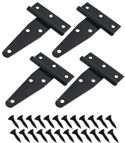 SQXBK 4PCS 3 Inch Cabinet Hinge Barn Door Hinge Tee Hinge Black T Hinge Door and Window Accessory Suitable for Shed Door Garden Door Wooden Door and Barn Door
