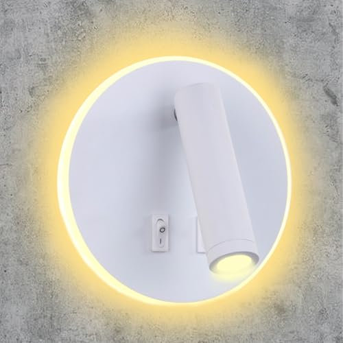 Lampada da parete a LED,Luce da Lettura da Comodino con Interruttore,lampade da lettura a parete a LED da 11 W,faretto regolabile (3000K luce calda),Design a doppio interruttore,Ruotare di 330°Lampada