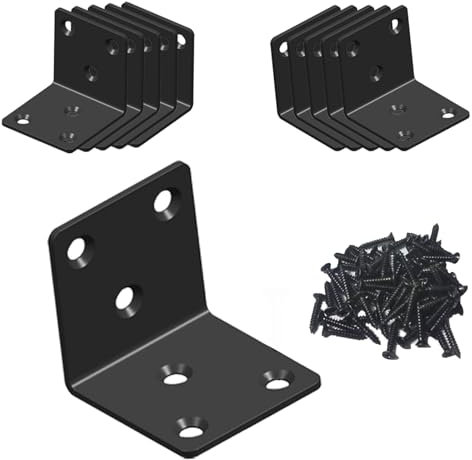 Dayalo 10 Stück Winkelverbinder Schwarz 50x50x50 mm, Balkenwinkel Winkel Holzverbinder, Metall Winkelverbinder, Edelstahl Winkel Metallwinkel 90 Grad L Form für Anbau Winkel Bracket Möbel