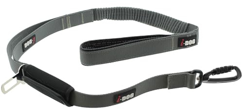 Laisse I-DOG Confort Pro Max Gamme UPKA 120cm élastique et Boucle sécurité (Gris)