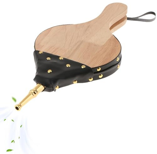Grand Souffleur À Bois Manuel - Soufflet Pour Cheminée | Outil D'allumage Pour Poêle À Barbecue | Manche Robuste En Bois Et Cuir, Soufflet Pour Barbecue, Feu De Camp Intérieur Et Extérieur