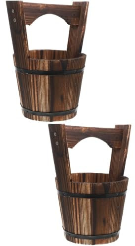 UPKOCH 2 Set Vaso da fiori in botte piantare crescente etichette di grandi dimensioni piccolo pentola fioriera da esterno contenitore per piante da orto vaso per fioriera Di legno Brown