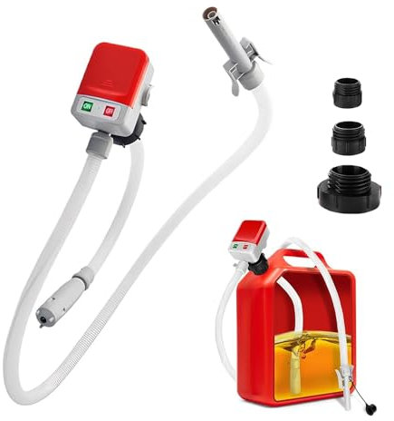 KBIBCK Pompe Carburant Électrique avec Stop Automatique, Pompe de Transfert de Carburant Auto Stop, Pompe Essence Electrique avec Adaptateur 3 Tailles und 1,3 M Tuyau pour Huile Essence Diesel (9 LPM)