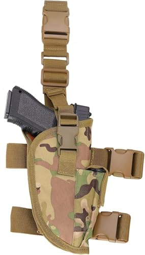 Taktisk högerhänt benhölster med lagerväska | Universell pistolpassform | 600D nylon, minnesskum, snabbupplåsning (CP)