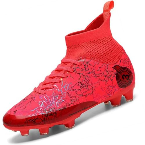 HODTOB Boys Football Boots Shoes Kids Girls Soccer Astro Turf High Top Spikes Non-Slip Junior Soccer Shoes Sports Athletics Training Shoes Outdoor Sneakers for Unisex