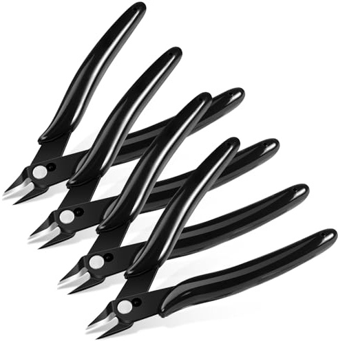 Ainiv Alicates de Corte Diagonal, 4PCS Negro Cortador Lateral con Estuche Protector, Alicates Modelismo para Electricista Cortador de Precisión