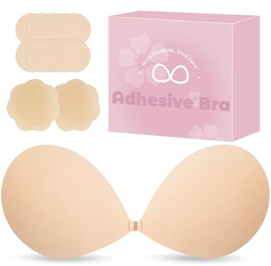 Soutien Gorge Dos Nu sans Bretelles Invisible Soutien Gorge Adhesif Push up Adhesif Femme Strapless Bra Collant Réutilisable Respirants pour Robe et Mariage