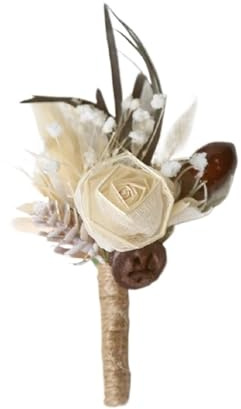 Växt blomma torkad bukett boutonnere för bröllop corsage män äktenskap kostym dekoration (färg: 01)
